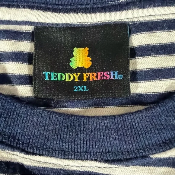 Teddy Fresh Navy and White Striped Long Sleeve Tee size XL - Picture 2 of 2